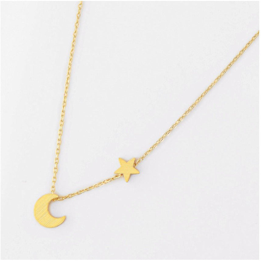 Gold Moon and Star Necklace