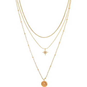 Gold Tone Layered Celestial Necklace Set
