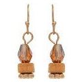 Dainty Wood. Gold and Crystal Bead Drop Earring