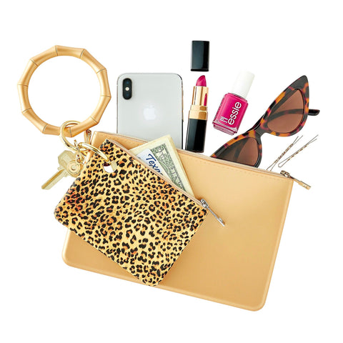 Large Silicone Pouch in Gold. Holds multiple items. Paired with the Mini Silicone Pouch.