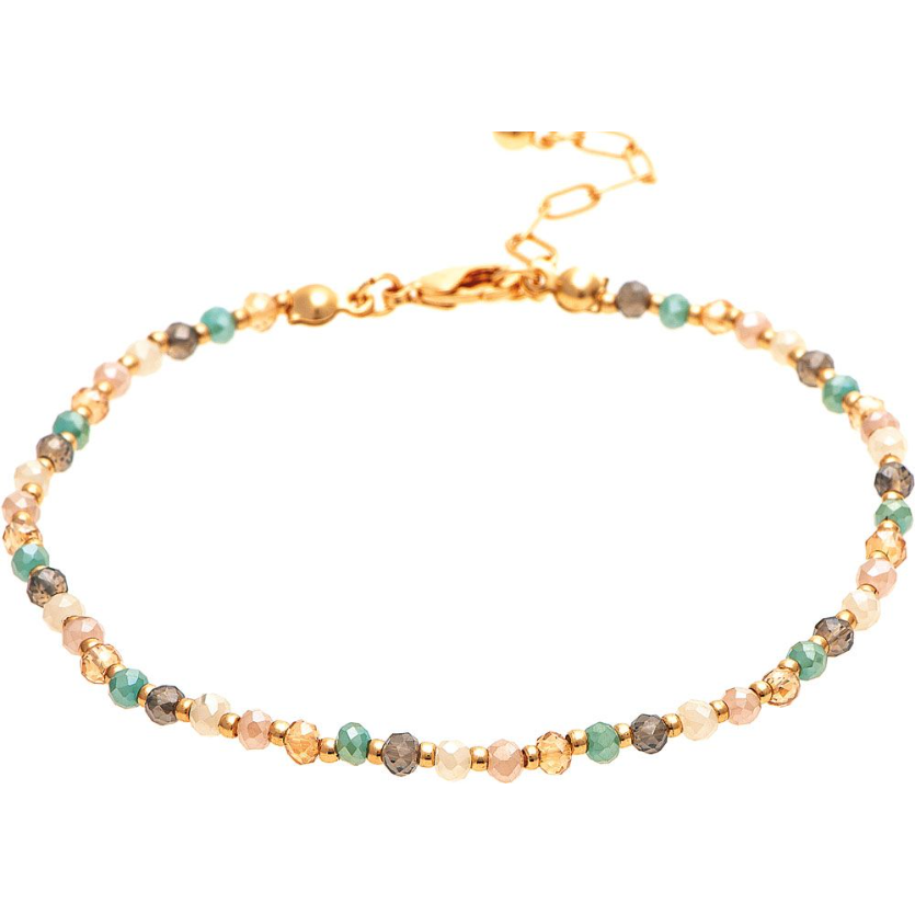pastel crystal beads in light blue, pink, mint and gold anklet