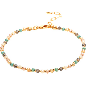 pastel crystal beads in light blue, pink, mint and gold anklet