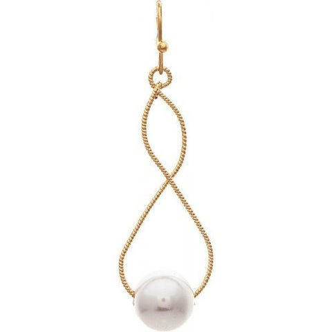 Gold Pearl Infinity Earring