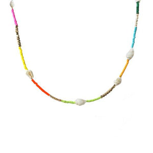 Rainbow Bead Conch Shell Necklace