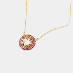 Hot Pink CZ Starburst Necklace