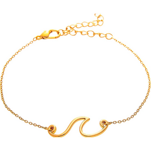 gold tone ankle bracelet with rip curl ocean wave charm