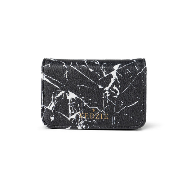 Black and white marble Cash & Card Wallet in Shattered front view
