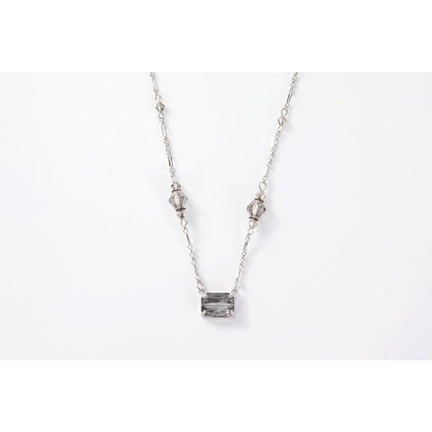 Silver Necklace with Smokey Crystals