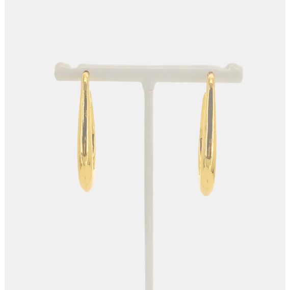 teardrop gold plated hoop style earring front view