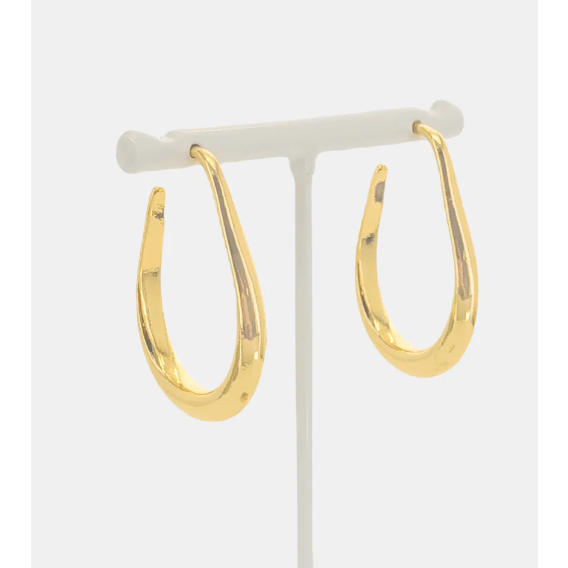 teardrop hoop earrings in yellow gold side view angle
