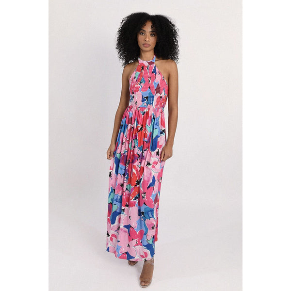 Vibrant Floral Maxi Dress front full view