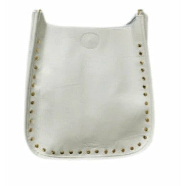 Classic Faux Leather Studded Messenger Bag- White