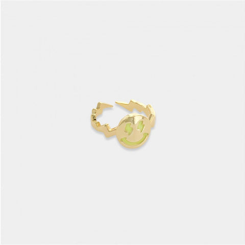 Yellow Enamel Gold Plated Smiley Face Ring